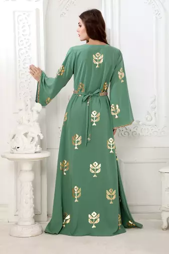 Moss green nida fabric kaftan