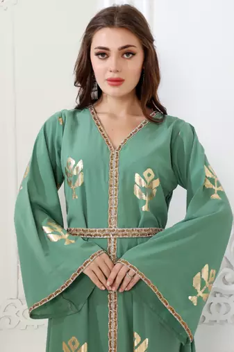 Moss green nida fabric kaftan