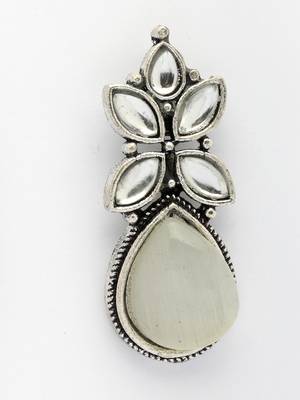  women white artificial stones silver plated drop earrings 3