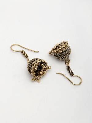  women gold plated traditional oxidized jhumka earrings 3