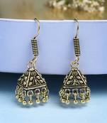 women's oxidized gold plated jhumka earrings