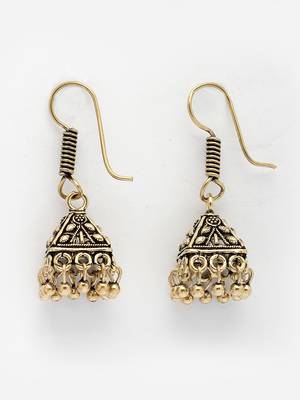  women's oxidized gold plated jhumka earrings 2
