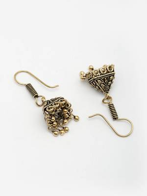  women's oxidized gold plated jhumka earrings 3