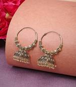  women's ethnic gold plated oxidized jhumka earrings