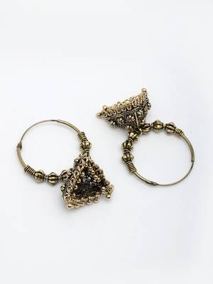  women's ethnic gold plated oxidized jhumka earrings 3