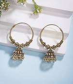  women's traditional gold plated oxidized jhumka earrings