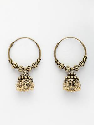 women's traditional gold plated oxidized jhumka earrings 2