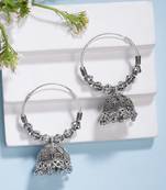  women's handmade silver plated oxidized traditional jhumka earrings