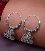  women's silver plated oxidized contemporary jhumka earrings
