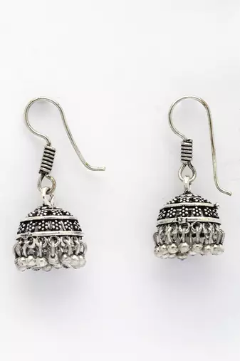  women silver plated oxidized traditional jhumka earrings