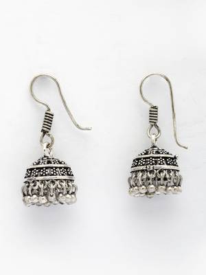  women silver plated oxidized traditional jhumka earrings 4