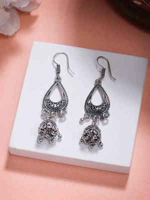  women silver plated german silver jhumka earrings 1