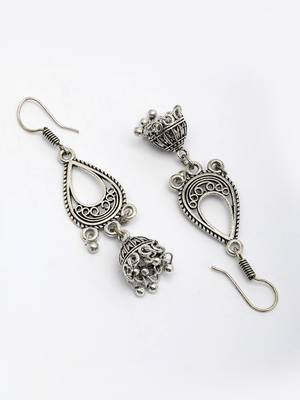  women silver plated german silver jhumka earrings 3