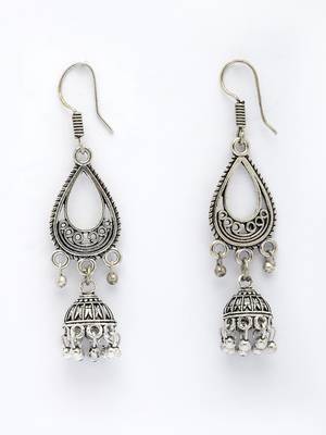  women silver plated german silver jhumka earrings 4