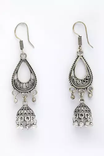  women silver plated german silver jhumka earrings