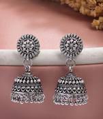  women silver plated traditional oxidized jhumka earrings