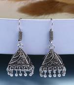  women's oxidized silver plated jhumka earrings