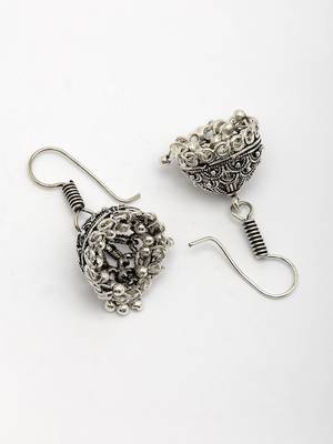  women silver plated german silver jhumka earrings 3