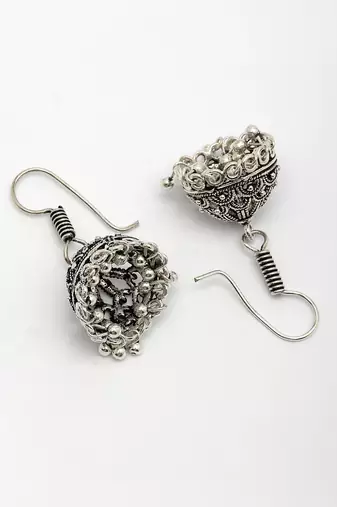  women silver plated german silver jhumka earrings