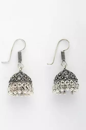  women silver plated german silver jhumka earrings