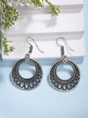  women ethnic oxidized silver-plated chandbali earrings 1