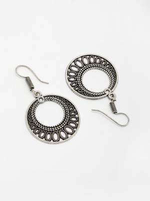  women ethnic oxidized silver-plated chandbali earrings 3