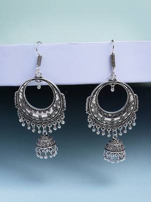  women's unique silver plated german silver jhumka earrings 1