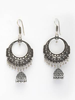  women's unique silver plated german silver jhumka earrings 2