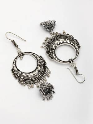  women's unique silver plated german silver jhumka earrings 3