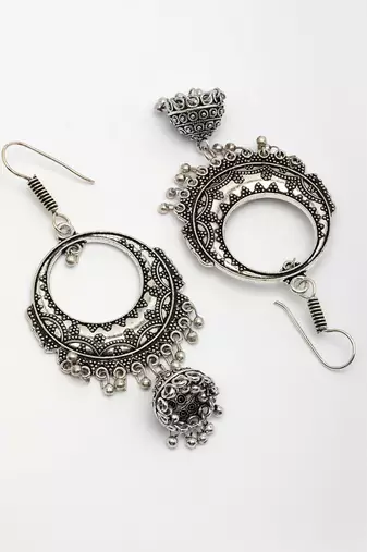  women's unique silver plated german silver jhumka earrings