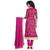 Magenta And Gold Net Unstitched Dress Material