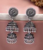  women silver plated oxidized german silver jhumka earrings