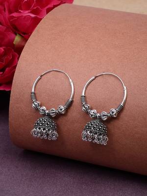  women's traditional set of 2 oxidized jhumka earrings 3