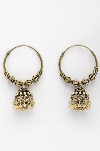  women's traditional set of 2 oxidized jhumka earrings