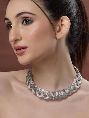  women's oxidized silver-plated statement choker necklace 2