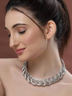  women's oxidized silver-plated statement choker necklace 3