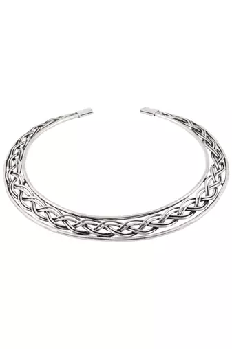  women's silver-plated oxidized statement choker necklace
