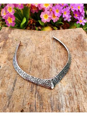  women's handmade silver-plated oxidized collar choker necklace 1