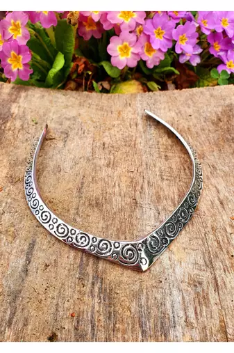  women's handmade silver-plated oxidized collar choker necklace