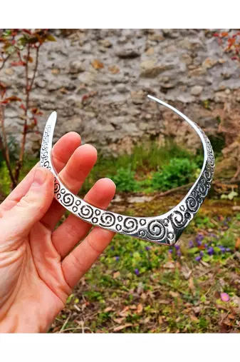  women's handmade silver-plated oxidized collar choker necklace