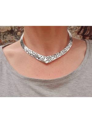  women's handmade silver-plated oxidized collar choker necklace 3