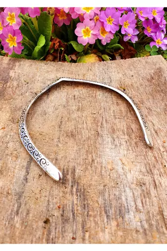  women's handmade silver-plated oxidized collar choker necklace