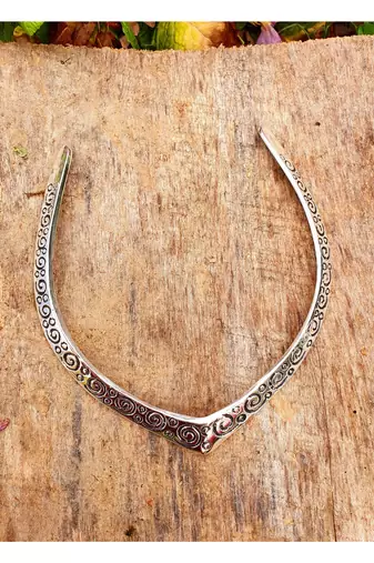  women's handmade silver-plated oxidized collar choker necklace