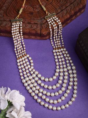  women handcrafted white beaded layered necklace 1