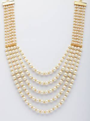  women handcrafted white beaded layered necklace 4