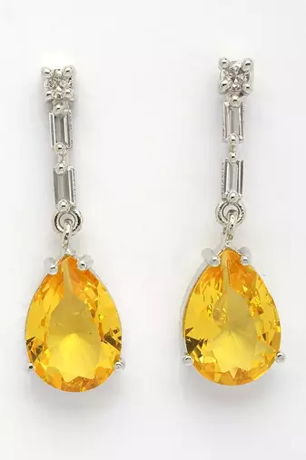  women's silver-plated yellow american diamond-studded handcrafted jewellery set