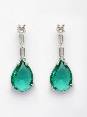  women's silver-plated green american diamond-studded handcrafted jewellery set 3