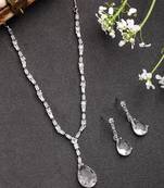  women's silver-plated white american diamond-studded handcrafted jewellery set