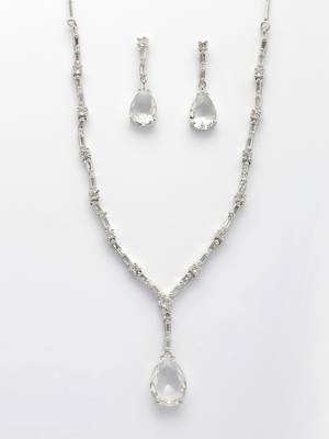  women's silver-plated white american diamond-studded handcrafted jewellery set 2