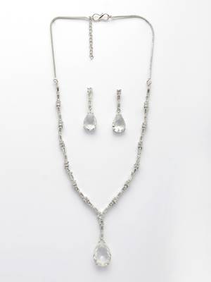  women's silver-plated white american diamond-studded handcrafted jewellery set 4